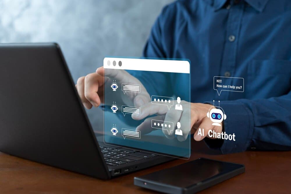 Interface de chatbot de IA para atendimento e comunicação empresarial